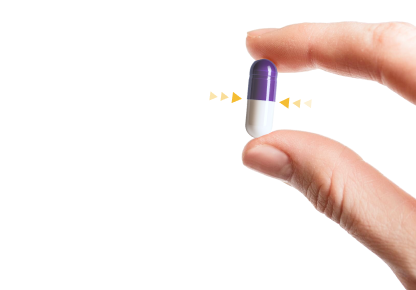 Капсула между большим и указательным пальцем